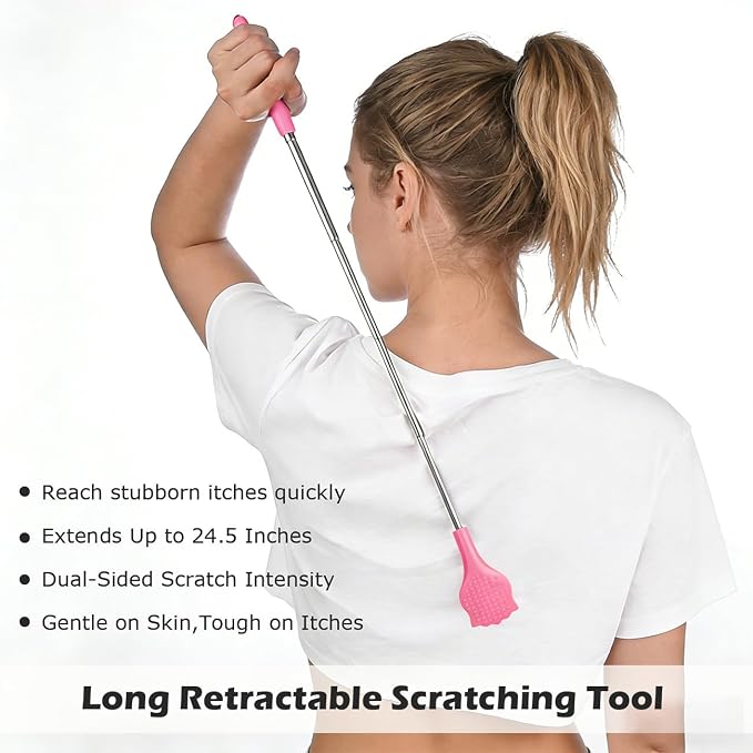 Back Scratcher for Women Men - Paw Shape | Back Scratching Tool Extendable Portable and Lightweight 21.65inch Pink