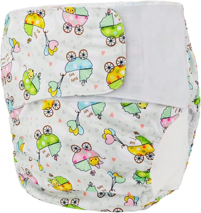 Large Teen Adult Cloth Diaper Reusable Washable Disability Incontinence Hook and Loop (Baby Stroller (Large 26in to 50in))