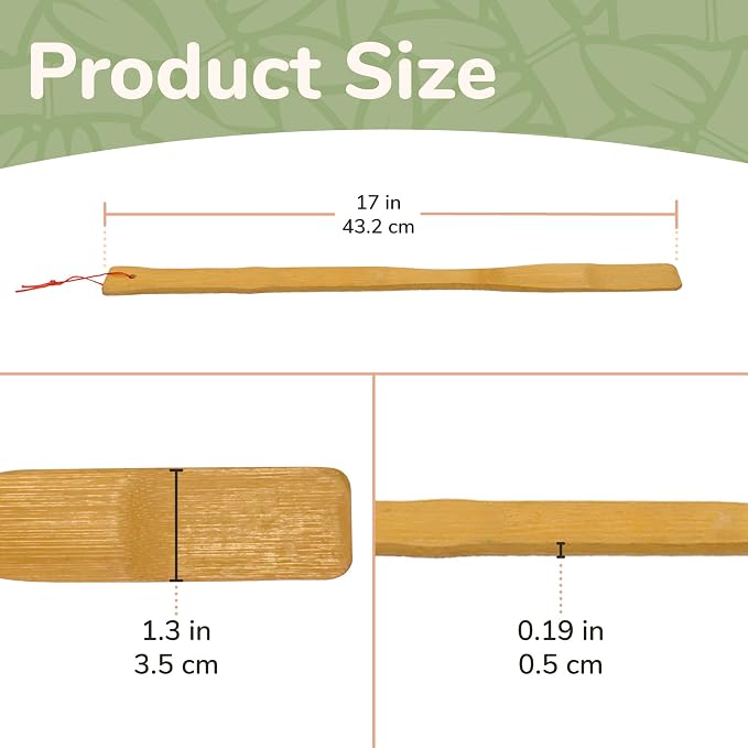 BambooMN 17 Inch Bamboo Wooden Shoe Horn Long Handle for Seniors, Men, Women, 30 Units