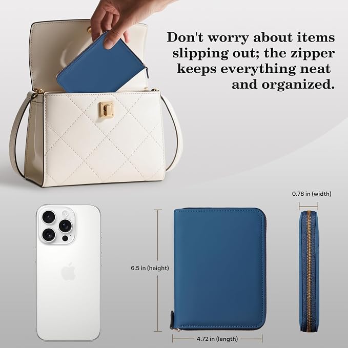 CoBak Passport Holder Cover with Safe Zipper Closure | Premium Passport Wallet for Travel, RFID Blocking Card Case, Waterproof Travel Accessories for Women