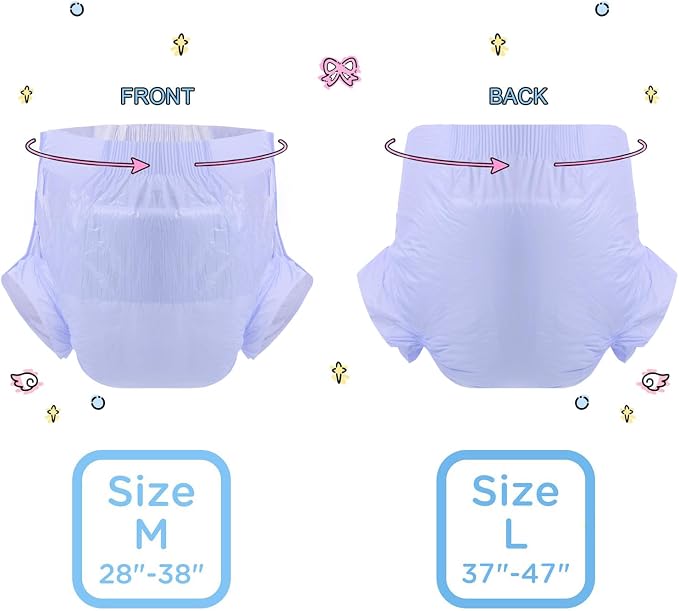 CutiePlusU Disposable Diaper 10 Pieces Protective Underwear Absorbent Briefs Dry Surface- Purple (Medium 28"-38")
