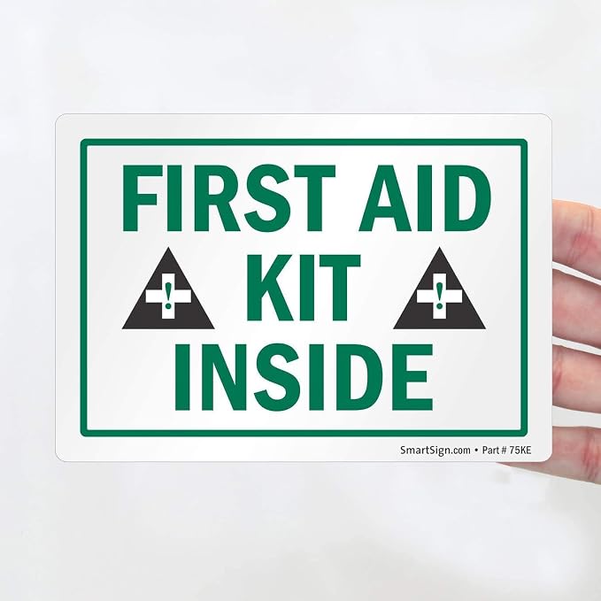 SmartSign "First Aid Kit Inside" Label | 3.5" x 5" Laminated Vinyl