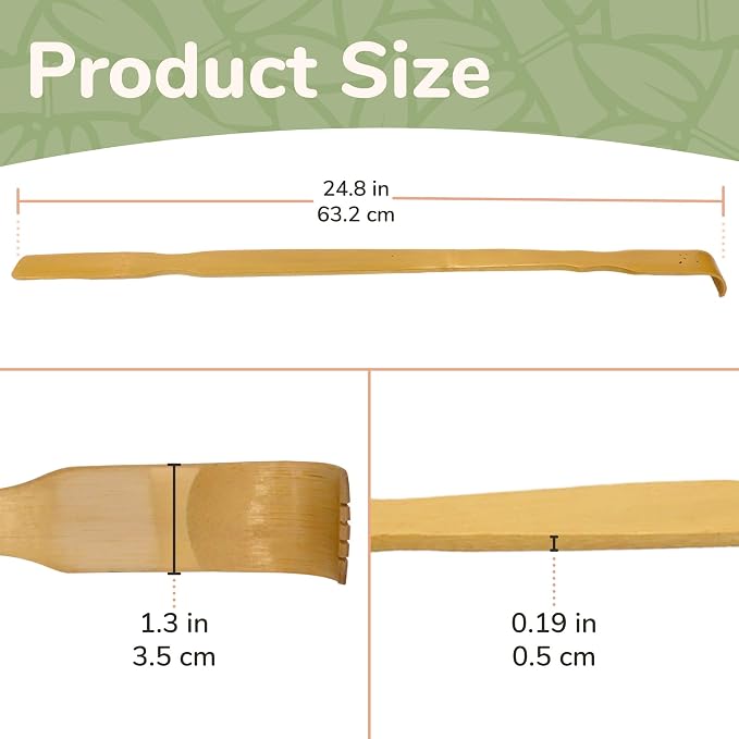 BambooMN 25" Bamboo Back Scratcher Shoe Horn & Travel Size - 2 Total Units