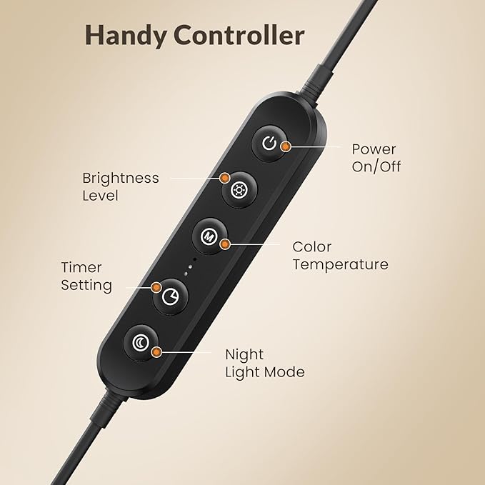 LEPOWER Clip on Light, Reading Lights for Books in Bed with 5 Colors & Stepless Dimming, RG0 Eye-Care, Auto Timer & Night Light, Strong Clamp for Headboard, Bedside, Desk, Black