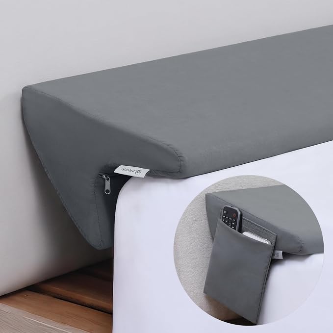 Vekkia King Bed Wedge Pillow for Headboard Gap, Mattress Gap Filler Pillow to Cover 0-6" Gap, Bed Wedge Gap Filler with High-Density Foam, Removable Washable Cover, Gray, 76"x10"x8.5"