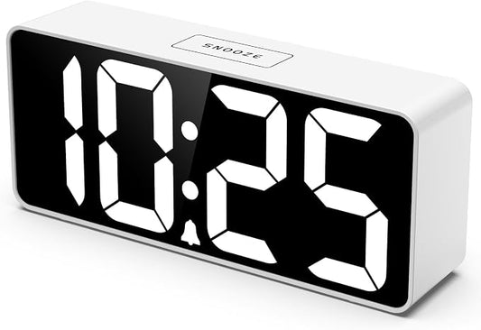 Welgo 7.5 Inch Huge Digital Alarm Clock for Seniors | 0-100% dimmer, oversized easy-read numbers, adjustable volume, USB charging port, snooze, outlet-powered for bedroom