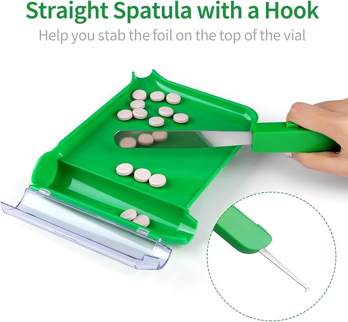 Opret Right Hand Pill Counting Tray with 2 Spatulas, Pill Counter with A Straight Spatula & A L-Spatula for Pharmacy to Count Meds Pills Tablets