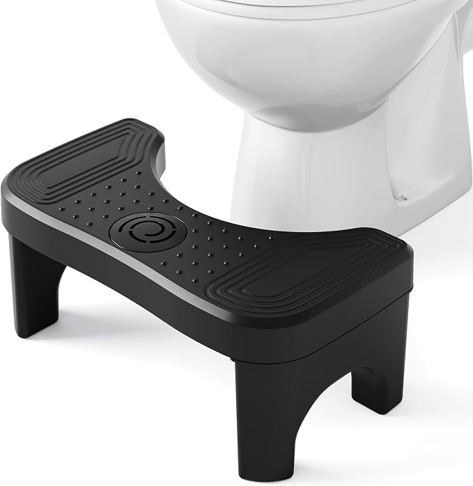Recximi Black Toilet Stool Poop Stool Squat Adult, Toilet Foot Rest Step Stool for Adults, Portable Bathroom Stool for Pooping, Portable Squatting Toilet Stand for Feet, Healthy Gifts, Black