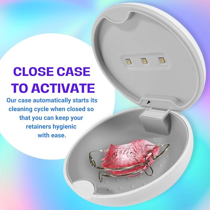 UVC Retainer Case, TARE Case, Compatible with Invisalign, UVC Mouth Guard Case, Dental Braces Case Slim Battery Powered, Aligner, Mouth Guard Case (White)