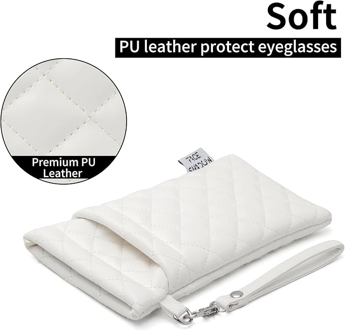 Face Shadow Double Glasses Case Soft Eyeglass Case For Women Men Squeeze Top Sunglasses Case With Cleaning Cloth