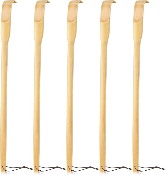 Bamboo Back Scratcher 5 PCS, 16.5 Inch Long Handle | Wooden Back Scratchers, 100% Natural Back Scratchers for Adults Men Women Gift