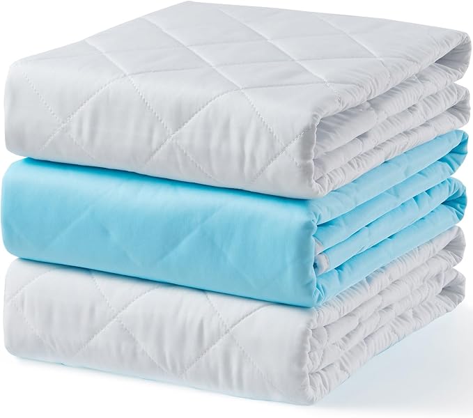 KANECH Washable Underpads 18"x24" (3 Pack) ,Pee Pads for Kids, Dogs | Waterproof Reusable Incontinence Bed Pads for Chair, Crib, Bassinet, Non-Slip, Silent, Machine Washable