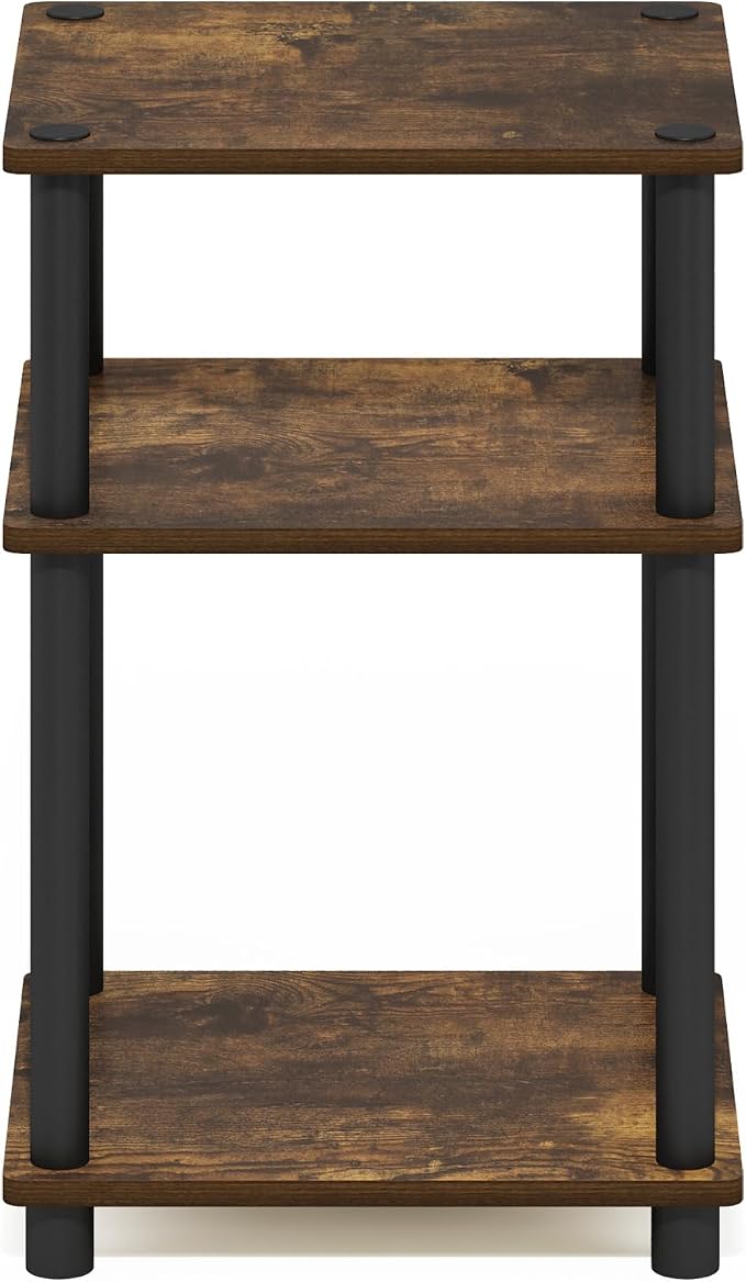 Furinno JUST Side Table, 3-Tier End Table, Open Shelves Night Stand, Bedside Table, Toolless Assembly, for Living Room, Bedroom, Bathroom, Amber Pine