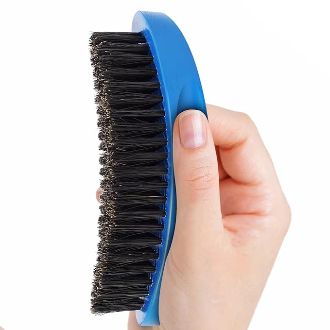 Wave Brush for Men – Medium Hard Boar Bristle Hair Brush for 360 Waves, Wolfing & Daily Grooming – Curved Palm Mens Hair Brush for Thick, Coarse & Curly Hair – Beard Grooming & Hair Styling Brush