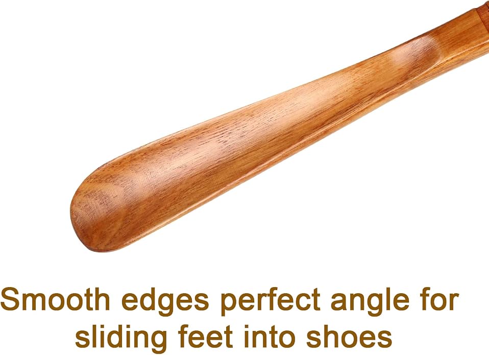 Premium Wooden Shoe Horn, 1 PCS Shoehorns Durable, 13" Long Handle Shoe horns, Lazy Shoe Helper Spoons for Seniors, Kids, Pregnancy, Men, Women