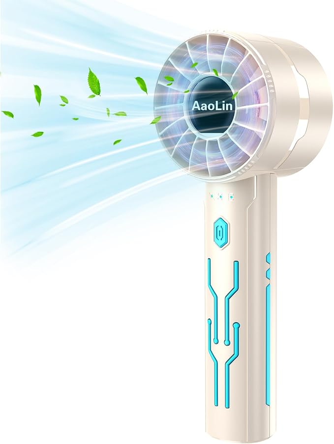 Portable High Speed Mini Handheld Fan, USB Rechargeable Neck Personal Mini Fan(7000 RPM high speed motor,Lasts 4-16 Hours) 4-speed powerful Wind Fans for Summer Outdoor Traveling,Gifts for Kids