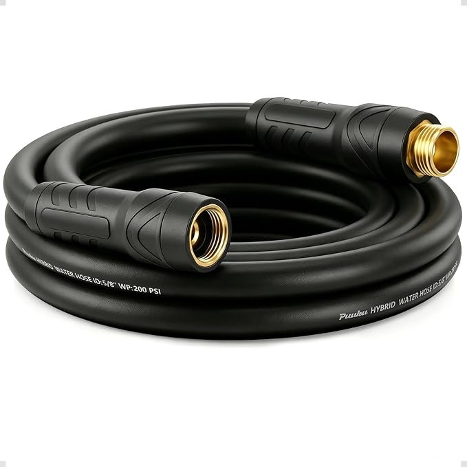 Garden Hose 10ft x 5/8", NON-EXPANDABLE Heavy Duty Premium Flexible Hose | No Kink, Leakproof, Lightweight Hybrid Water Hose with Male to Female Fittings for Household&Backyard