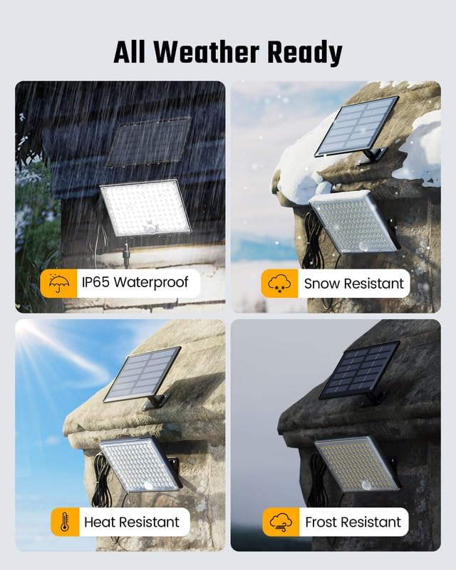 SUPERDANNY Solar Outside Lights with 113 Bright LEDs 7000K with 16ft Cable | 2 Pack, 3 Modes Motion Sensor Outdoor Flood Lights Dusk to Dawn, IP65 Waterproof, Security for Garden Barn Porch Patio