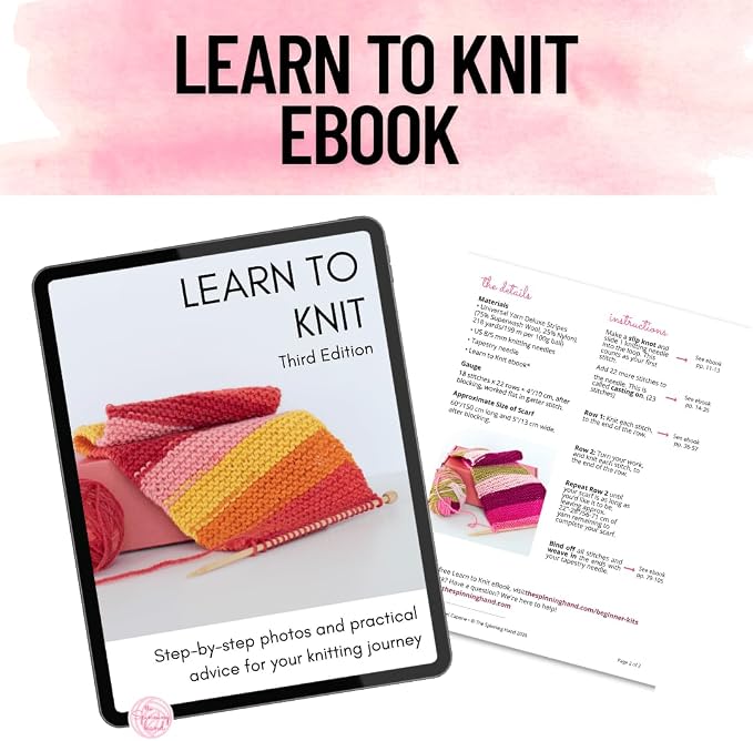 The Spinning Hand Knitting Kit for Beginners Adults – Educator-Designed, Self-Striping Wool Yarn, Bamboo Needles & Video Tutorials (Timber)