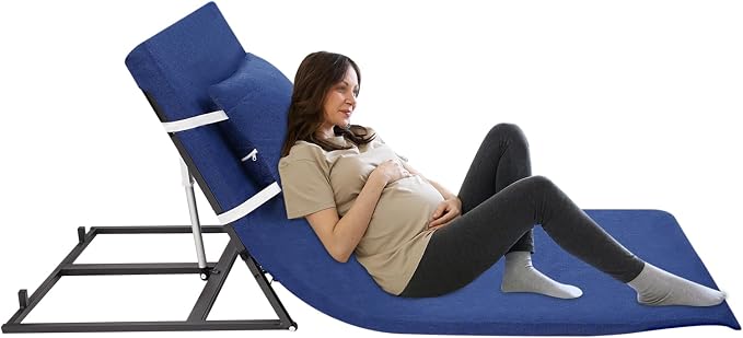 Electric Lifting Backrest for Bed, Adjustable Power Lifting Backrest for Elderly Patient Injured, Assist Elderly to Get Out of Bed Easily, Sit-up Back Rest Chair for Neck Lumbar Back Support (Blue)