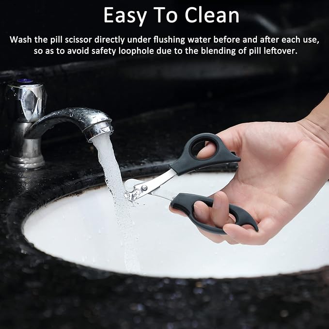 2 Pieces Pill Splitter Scissors Pill Scissors Cutter with Stainless Steel Blade and Ergonomic Handle for Accurate Dosage of Small Large Pills Tablets Vitamins Elderly Kids Pets Travelling Favors