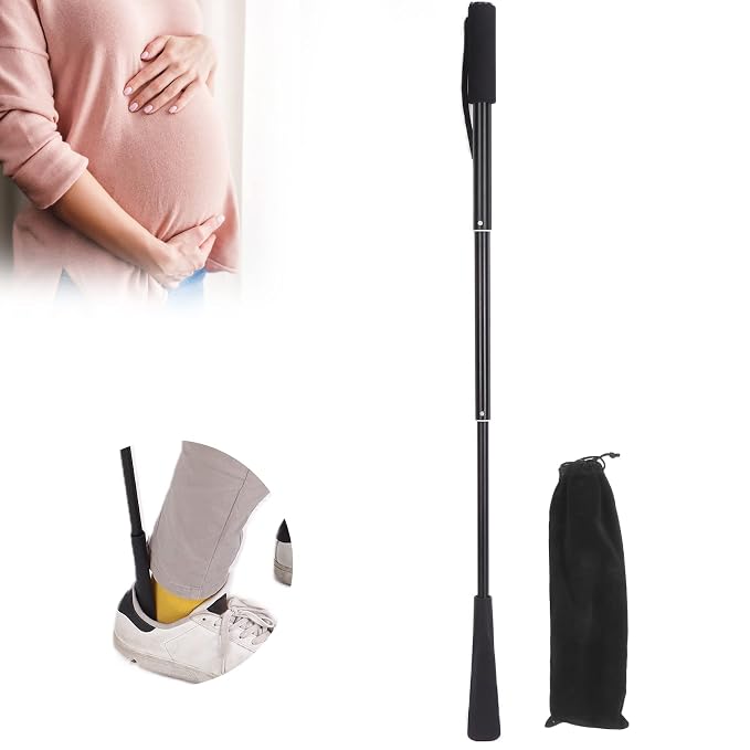 Shoe Horn Long Handle For Seniors,Retractable Shoe Spoon Non Slip Handle Dressing Aid for Men and Women,Adjustable Length Large Standing Reach Assist
