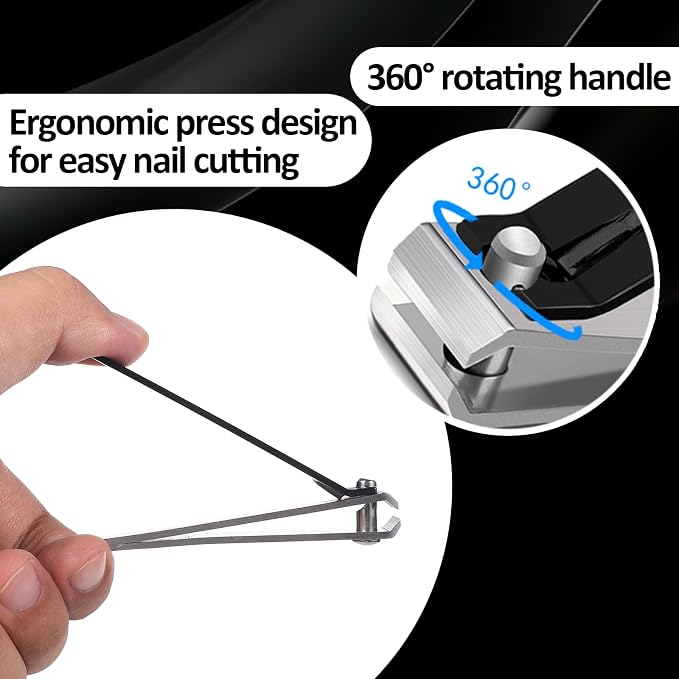 Straight Toenail Nail Clippers, Heavy Duty Stainless Steel Fingernail Clippers Nail Cutter for Trimming Thick Nails Men & Women (Black)
