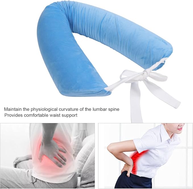 Lumbar Support Pillow for Elderly, Adjustable Waist Back Support Pillow with Dual Straps, Ergonomic Sponge Roll for Scoliosis and Lower Back Pain Relief, Detachable Washable