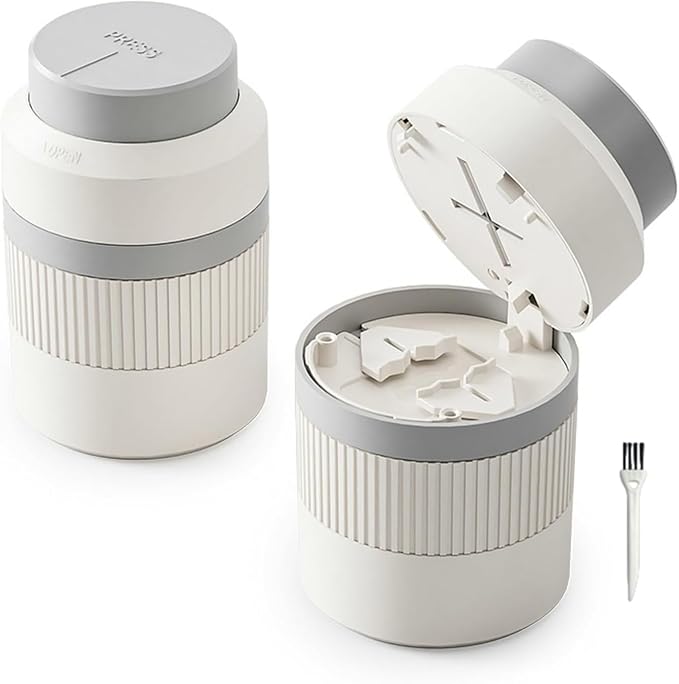 3-in-1 Pill Cutter, 1/2 1/4 Pill Crushers & Splitters with Stainless Steel Hidden Sharp Blade and Storage for Small or Large Pills, Pills Crusher Fine Powder for Tablets (Gray)