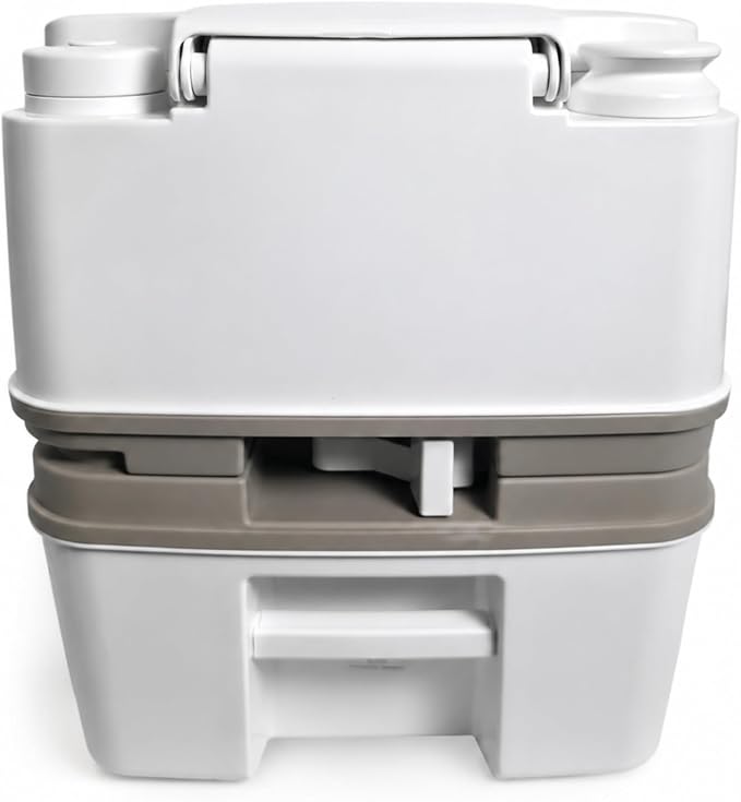 SEAFLO Premium Camping Portable Toilet - 5.8 Gallon Waste 3.43 Gall Fresh Tank (100 Flushes), 440 lbs Max Weight, Level Indicator, Sealed Waste Tank for RV, Boat, Elderly, Off-Grid, 4-Year Warranty