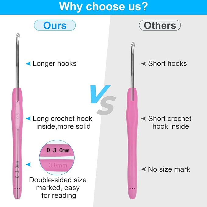 Crochet Hooks 9 Sizes Crochet Hook Set, 49 Pack Yarn Crochet Kit for Beginners, Knitting Needles with Ergonomic Handles for Arthritic Hands, Crochet Needle Kit with Blue Case for Crocheters