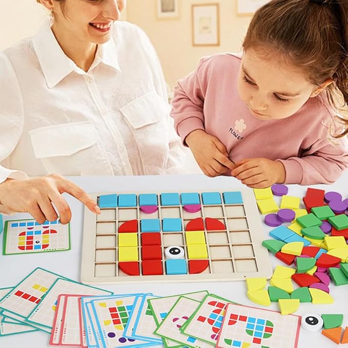 120 Pieces of Elderly Wooden Matching Puzzle Games, Classic Geometric Shape Toys for Kindergarten Education of Adult Dementia Patients, Suitable for Children Aged 4-8, Shape Puzzle Memory Games