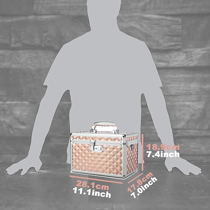 Storage Box with Key Lock, Lockable Medicine Storage Box, Empty First Aid Box, Security Lock Box, Multipurpose Locking Box for Home and Outdoor Use (Champagne, Medium)