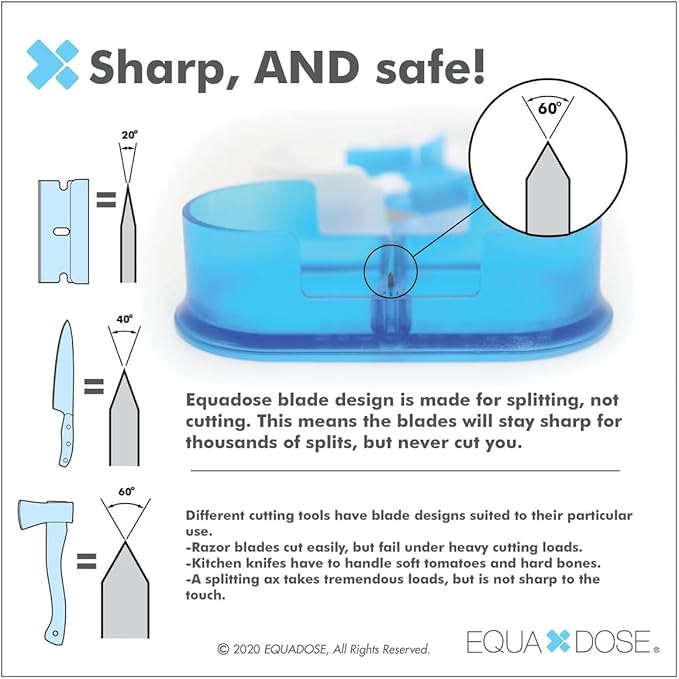 EQUADOSE Pill Cutter, Professional Medical Pill Splitter for Large, Small, and Tiny Pills, Double Stainless Steel Blades & Centering Device, Ideal for Cutting Tablets, Vitamins in Half or Quarter