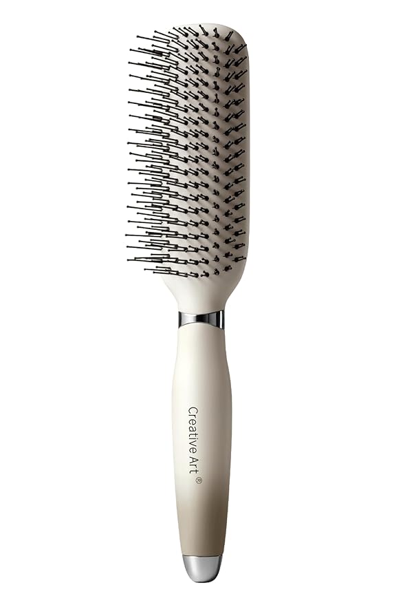 Detangling & Styling Hair Brush for Women Men, Wet& Dry Detangler Hairbrush | Dual-Length Nylon Bristles for Straight to Curly Hair Types, Eliminates Knots & Reduces Breakage, Cream Gradient