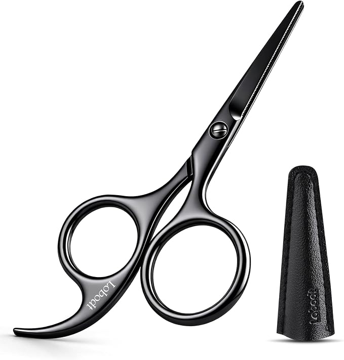 4.72-inch Professional Nose Hair Scissors,with rounded heads, Suitable for personal care, facial hair trimming, as well as ear, eyebrow, beard (black)