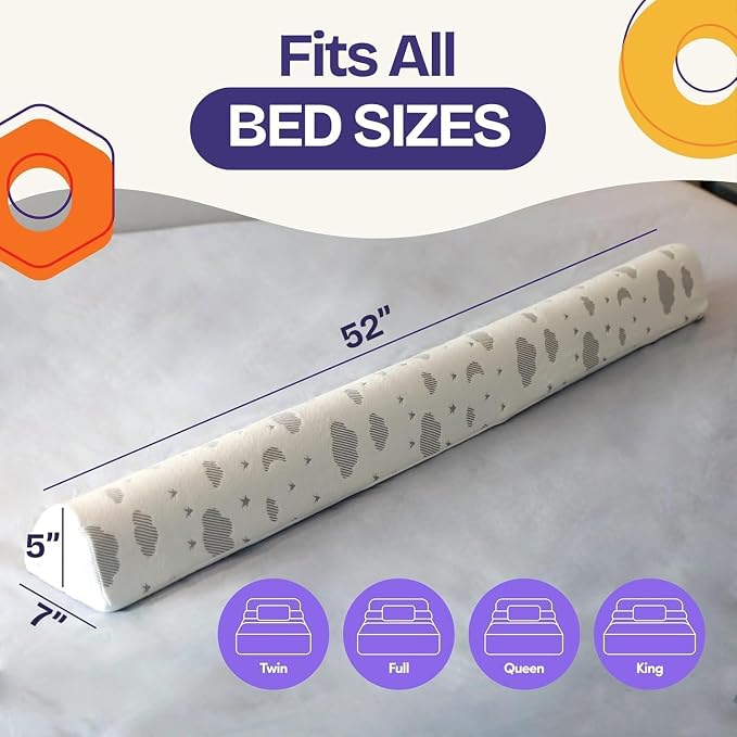 ComfyBumpy 2-Pack Bed Bumper for Toddlers 52" x 5" – Foam Rail Guard with Non-Slip Stability | Safer & More Secure Convex Design | Fits Twin, Full, Queen & King Mattresses