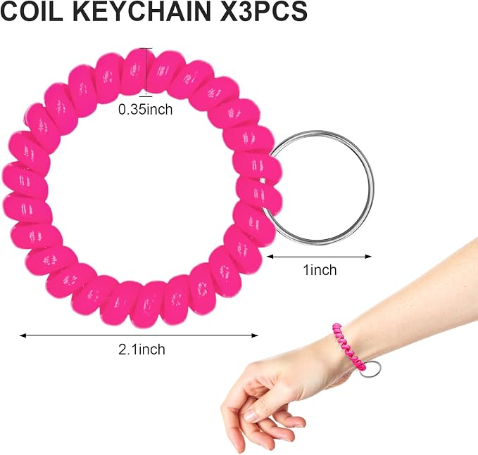 Spiral Coil Keychain, Anti-lost Key Chain Holder Lanyard Cord for Sauna Outdoor Sports and Gym Pool