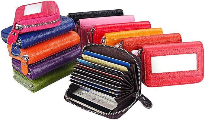 Women's RFID Blocking 12 Slots Credit Card Holder Leather Accordion Wallet