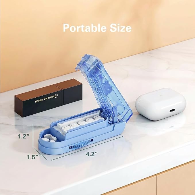 DEPAD Pill Cutter Splitter for Small and Tiny Pills, Pill Splitter for Cutting Multiple Pills with Adjustable Bars & Hidden Blade, Safely Cuts Small or Large Tablets for Seniors & Pets