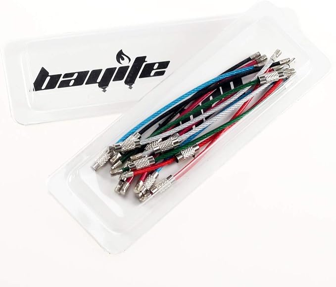 Key Rings Pack of 12 (Cable length: 4 inches) Wire Cable Keychains | Stainless Steel Lock Heavy Duty Luggage Tags Loops Keepers 2mm Twist Barrel