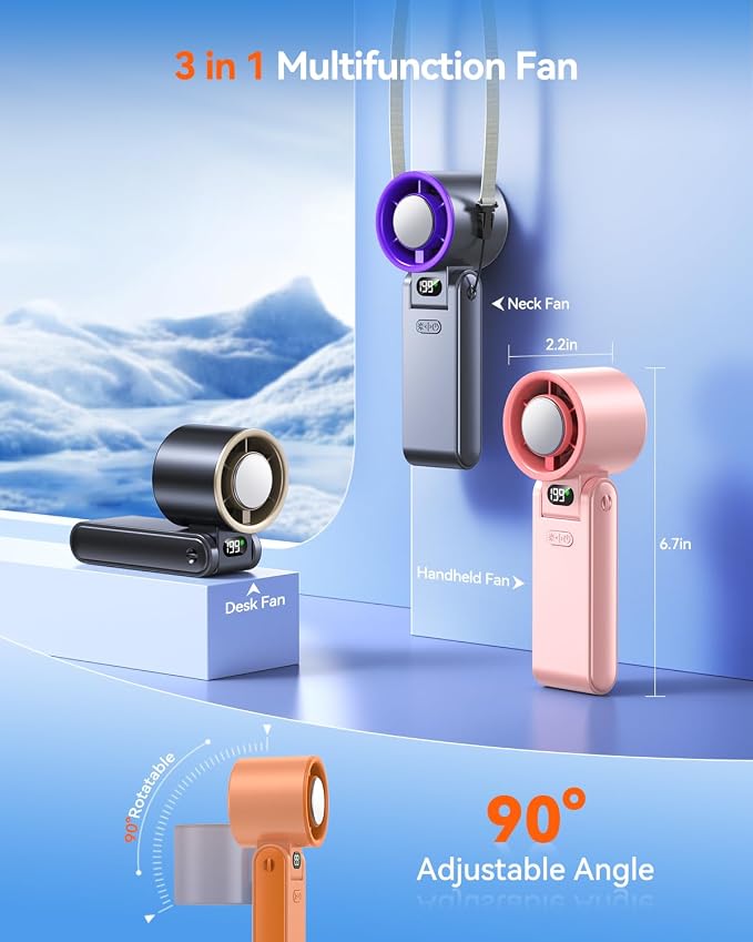 Portable Handheld Fan with Ice Cooler, 199 Speed Personal Fan,5500mAh Rechargeable,20H Cooling Time,20000 RPM Powerful Motor, Summer Essential for Travel/Outdoor/Office, Orange