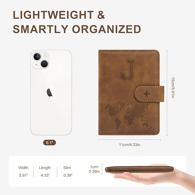 ILIYAH-Passport Cover-Passport Holder Travel Wallet-RFID Blocking Passport Case Travel Accessories Card Holder Wallet Unisex Travel Gifts (Brown J)