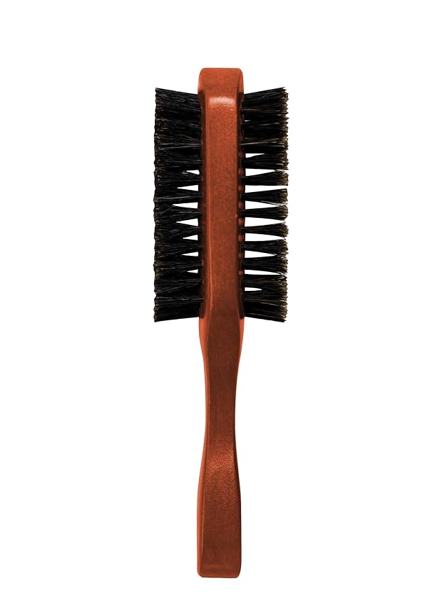 WAV ENFORCER Double-Sided Fade Brush | 100% Boar bristles & natural wood handle, Double sided with firm and soft bristles