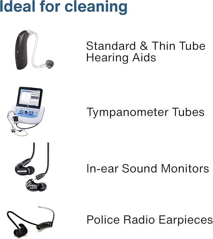 All-in-1 Hearing Aid Cleaning Kit - 5 Packs of 100 Ready-to-Use Strands -Gentle & Effective Hearing Aid Cleaner - Earbud Cleaner - Hearing Aid Cleaning Tools Kit - Hearing Aid Accessories