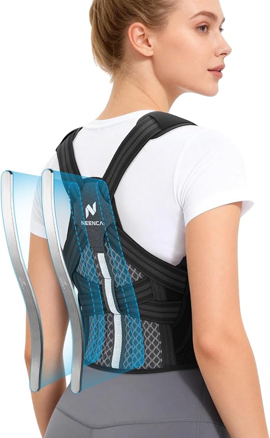 NEENCA Professional Posture Corrector for Women & Men, Adjustable Medical Back Brace, Premium Shoulder Straightener for Upper & Lower Back Pain Relief - Scoliosis, Hunchback, Thoracic, Spine Corrector