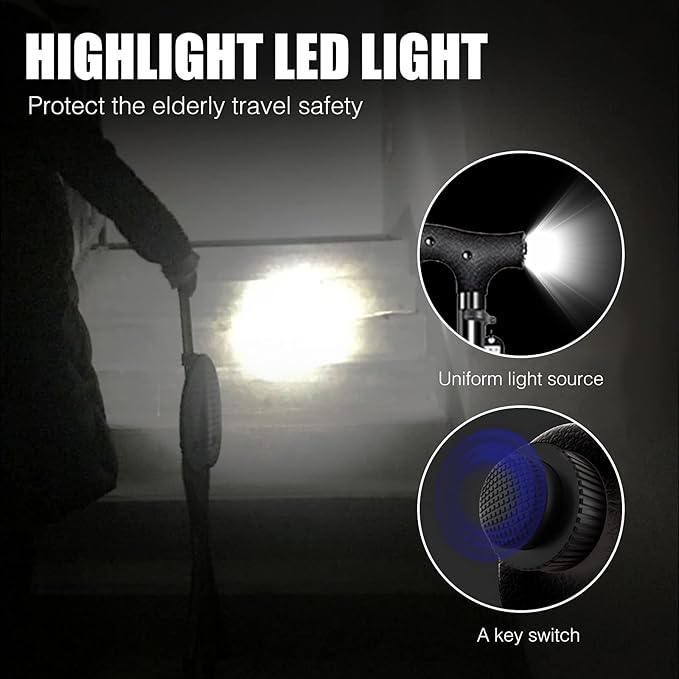 Hold 440 lbs Folding Canes with Seat Walking Stick Height Adjustment Cane Seat Capacity Frosted Handle with Magnetic Therapy Stone Crutches Stool