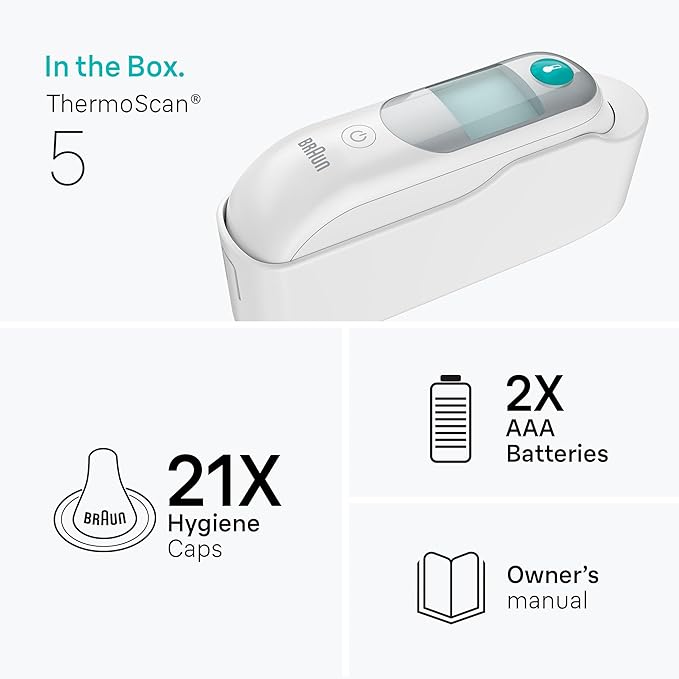 Braun ThermoScan 5 Digital Display Ear Thermometer | Baby and Infant Thermometer with ExacTemp Stability Indicator for Professional Accuracy, Recommended by Pediatricians