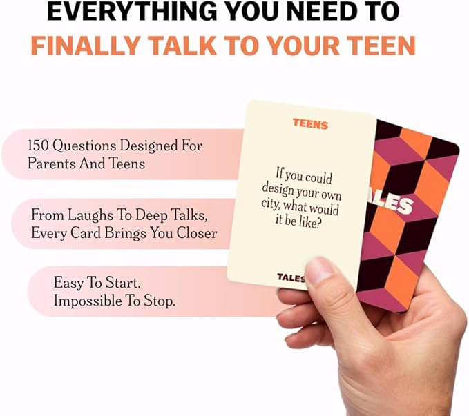 Tales Conversation Starter Cards, Teens Edition 150 Count, Fun Icebreaker Game for Party Games, School, Sleepovers, Game Nights, Gifts & Gatherings, Conversation Cards Games for Meaningful Connections