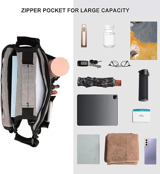 supregear Side Walker Bag, Walker Accessories Bag w/Cup Holder, Folding Walker Basket Waterproof Walker Organizer Caddy Pouch for Most Walker with Side Bar for Seniors, Elderly, Double Sided